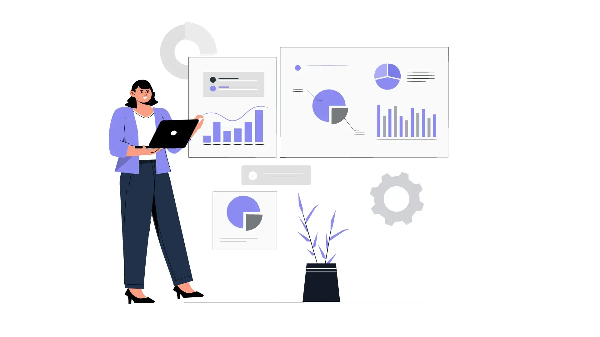 Vector Illustration of Data Insights Woman Presenting Business Chart image